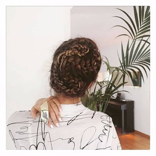 long hair braided bun hairstyle 