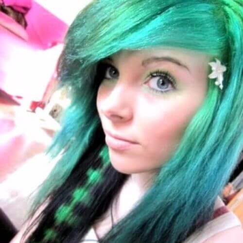 green coontail hair emo hairstyles for girls 