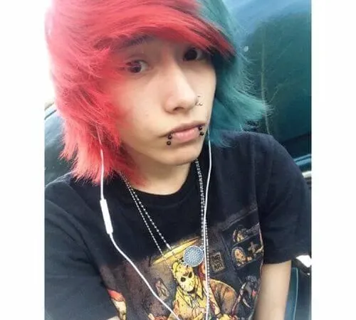 red and green emo hairstyles for guys