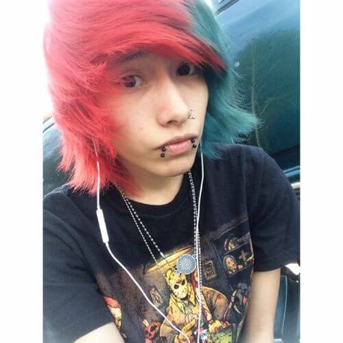 red and green emo hairstyles for guys 