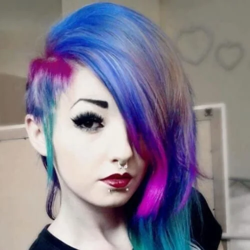 colorful long emo hairstyles for girls