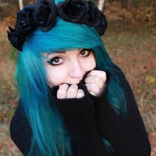 flower long emo hairstyles for girls