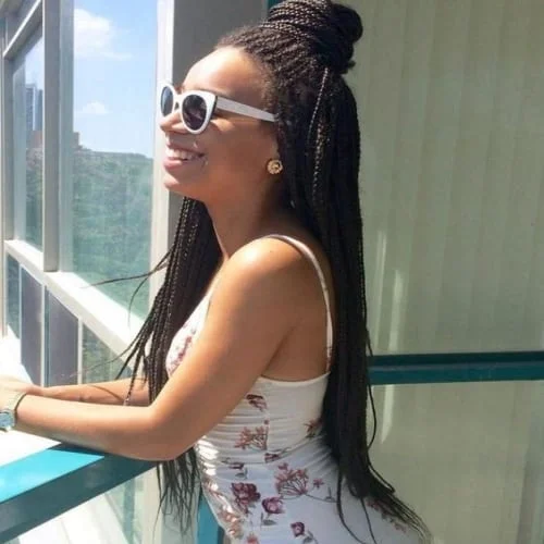 half up braided box braids