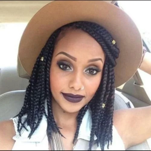 medium box braids with hat