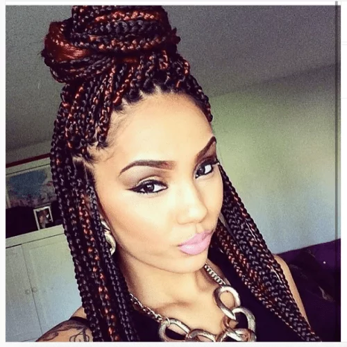 playful colors in box braids