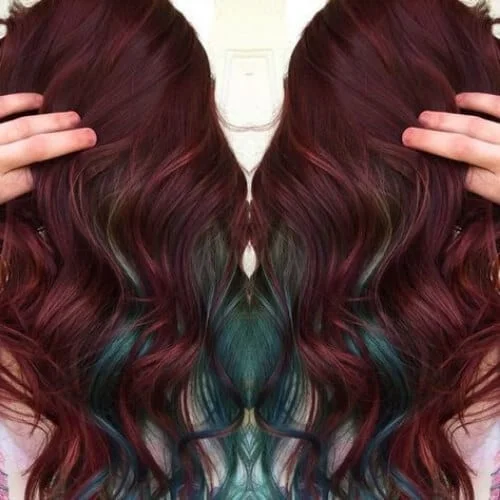 green burgundy hair