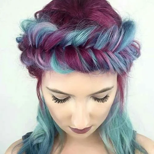 teal and burgundy hair