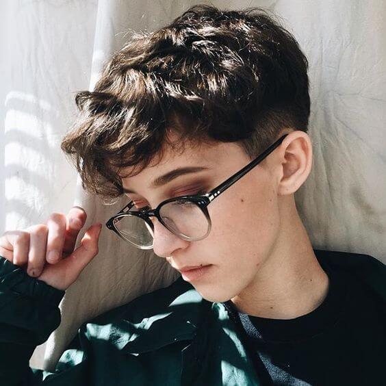 curly pixie with glasses