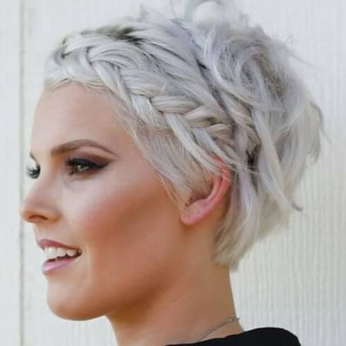 pixie cut and braid at the front
