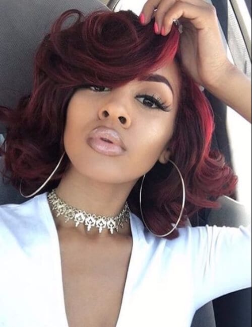 cherry red short hairstyles for black women