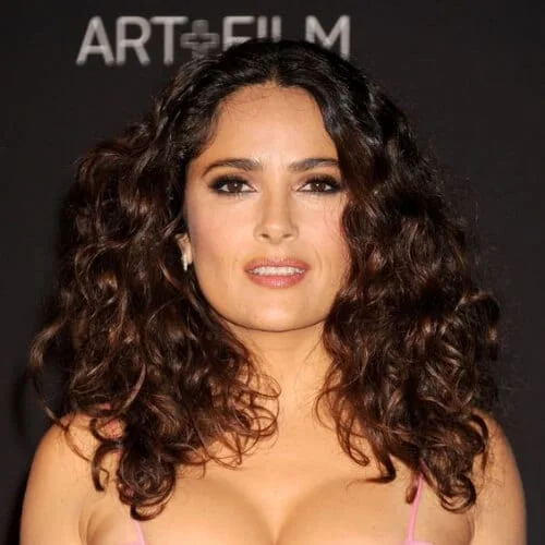 salma hayek hairstyles for curly hair