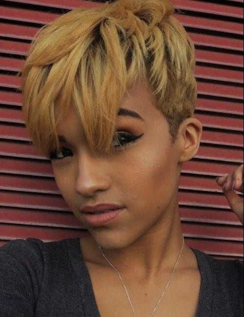 short hairstyles for black women blonde sassy edgy pixie