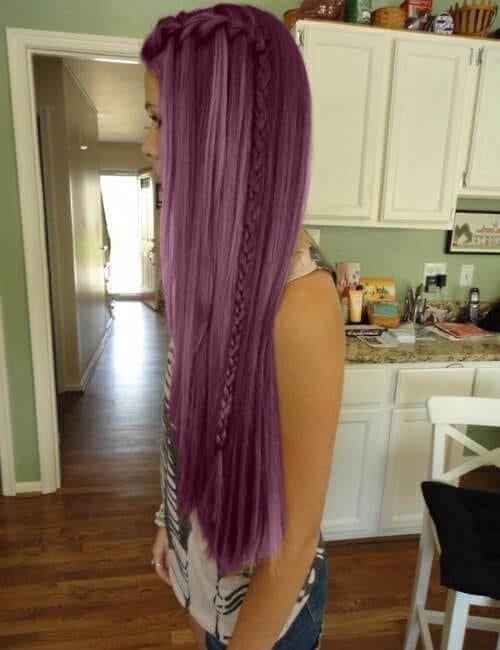 viking braids on purple hair