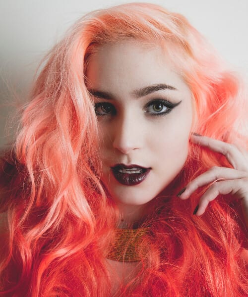 red ombre hair goth makeup