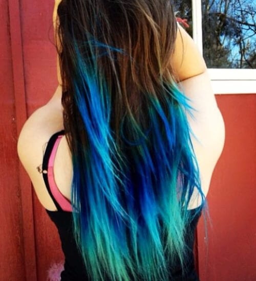 Blonde Teal blue Ombre Hair