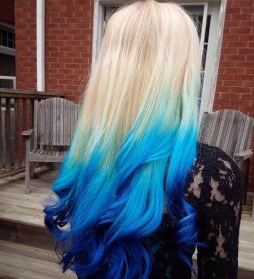 blonde and blue ombre hair