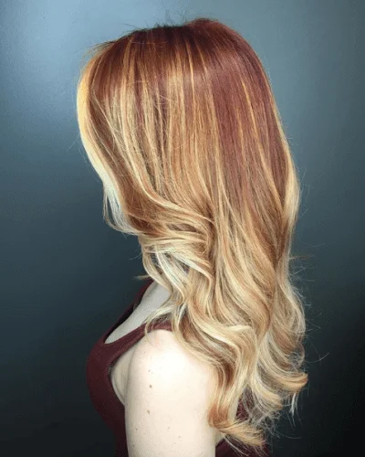 Chunky Red and Blonde Highlights