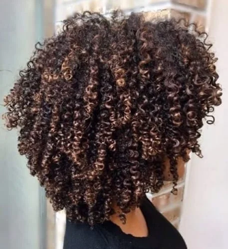 Curly Dark Hair with Blonde Highlights