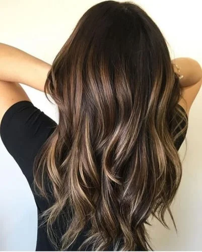 Dark Brown Hair with Blonde Highlights