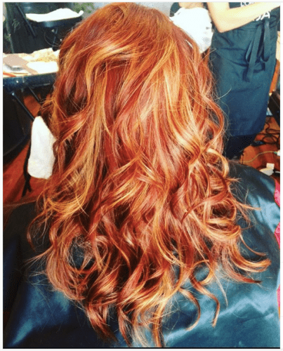 Red and Blonde Highlights on Brown Hair