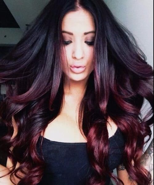 black to cherry ombre hair