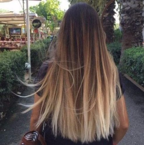 blonde over natural straight balayage hair color