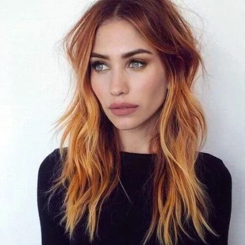 copper balayage hair color