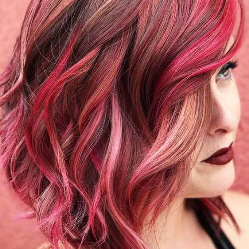 shades of pink layered haircuts