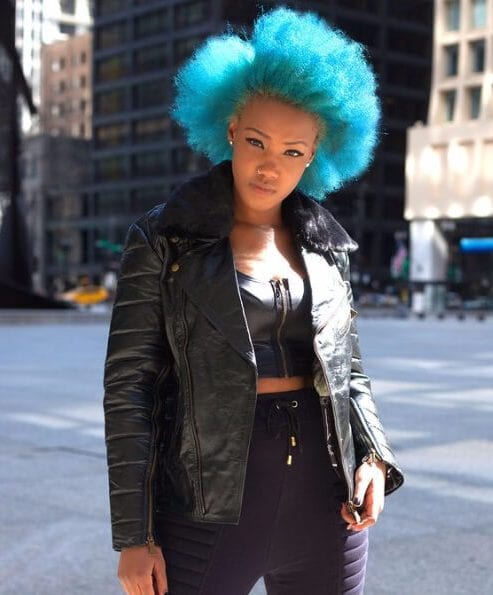 afro teal hair color