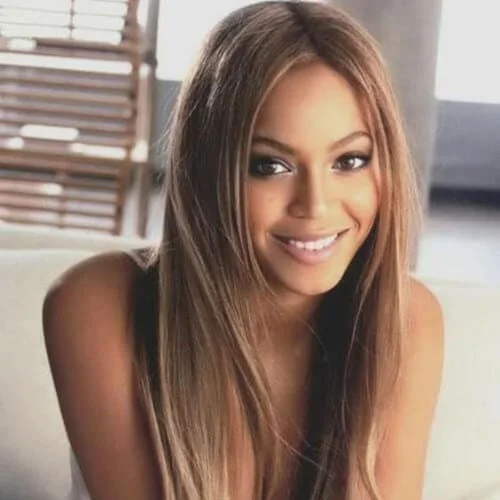 beyonce brown hair with blonde highlights