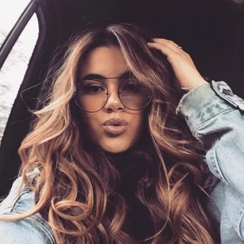 extra volume brown hair with blonde highlights