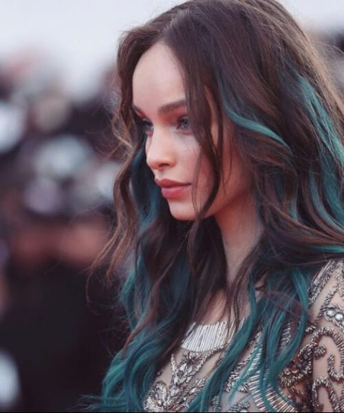 Brown Hair with Teal