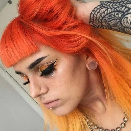 creative long hair with bangs