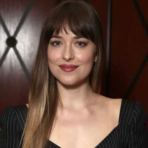 dakota johnson long hair with bangs