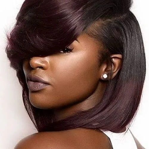 dark cherry bob hairstyles for black women