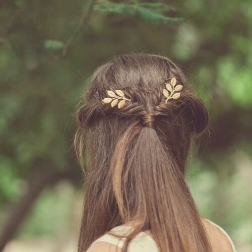 Grecian Leaf Hair Pins Gold hairstyles