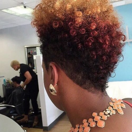 ombre curly pixie cut