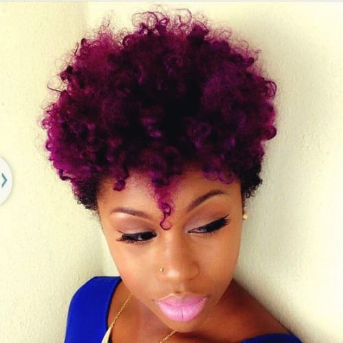 purple curly pixie cut