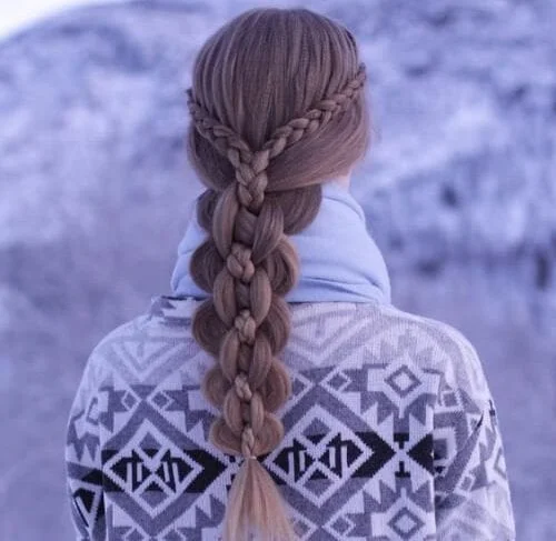 Dutch lace braids into an intricate five strand braid hairstyles for long hair