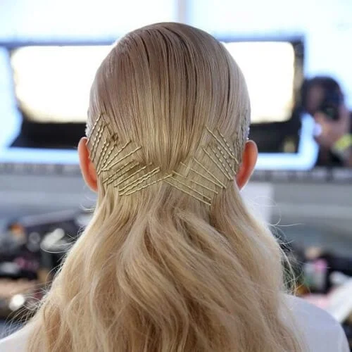 Multi-pin pull back slick back blonde hairstyles