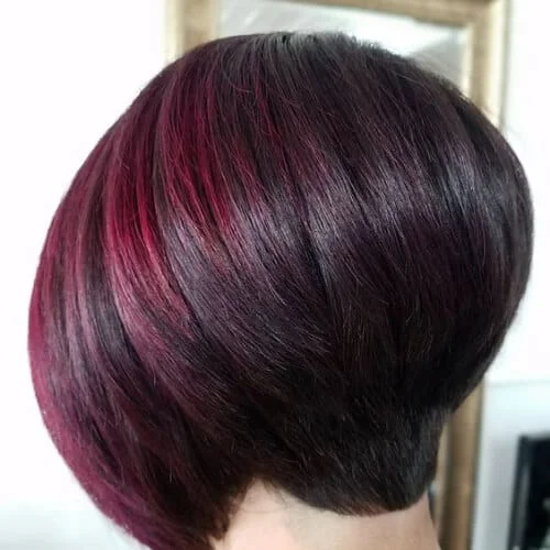 cherry red short hair with highlights
