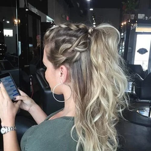 half up half down braid hairstyles for long hair
