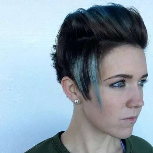 matte gray short hair with highlights