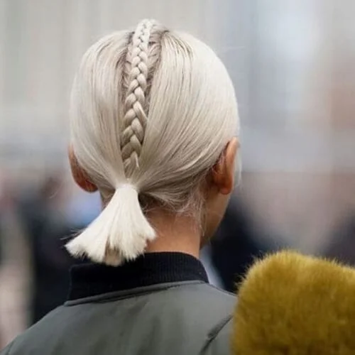 medium middle braid blonde hairstyles
