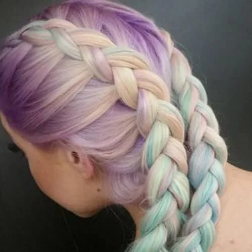 pastel braid hairstyles for long hair