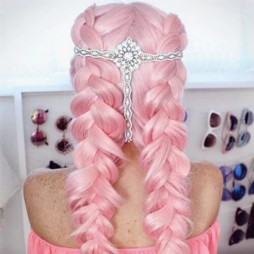 pink braid hairstyles for long hair