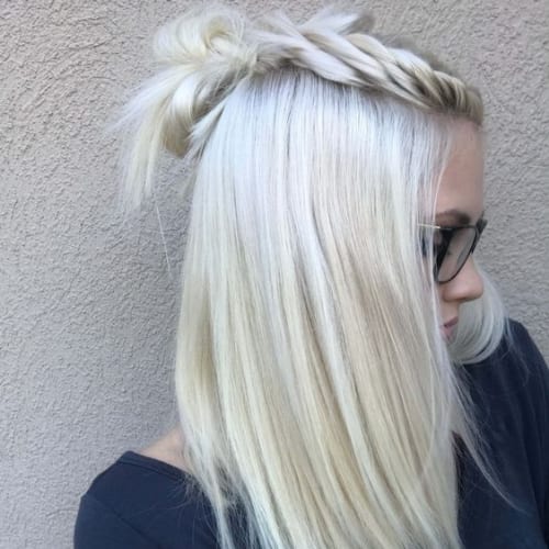 top crown braid ice blonde hairstyles