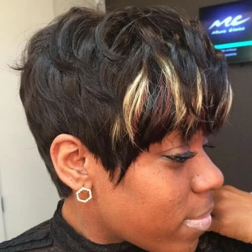 weave short hair with highlights