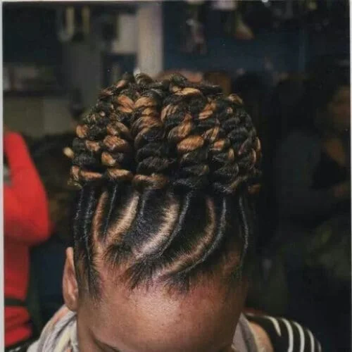 Flat twists with corkscrew bun