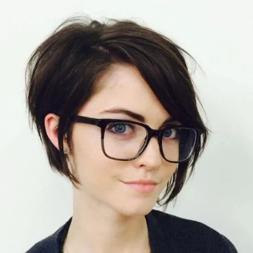 Asymmetrical long pixie cut for fine hair - creates dimension and fullness